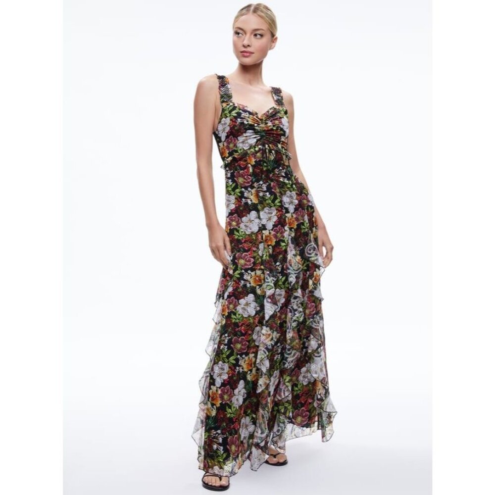 Alice + Olivia Rue Godet Maxi Dress 4 NWT $695 - Picture 4 of 11